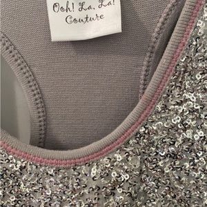 silver dress with pink bow excellent condition smoke/pet free home l